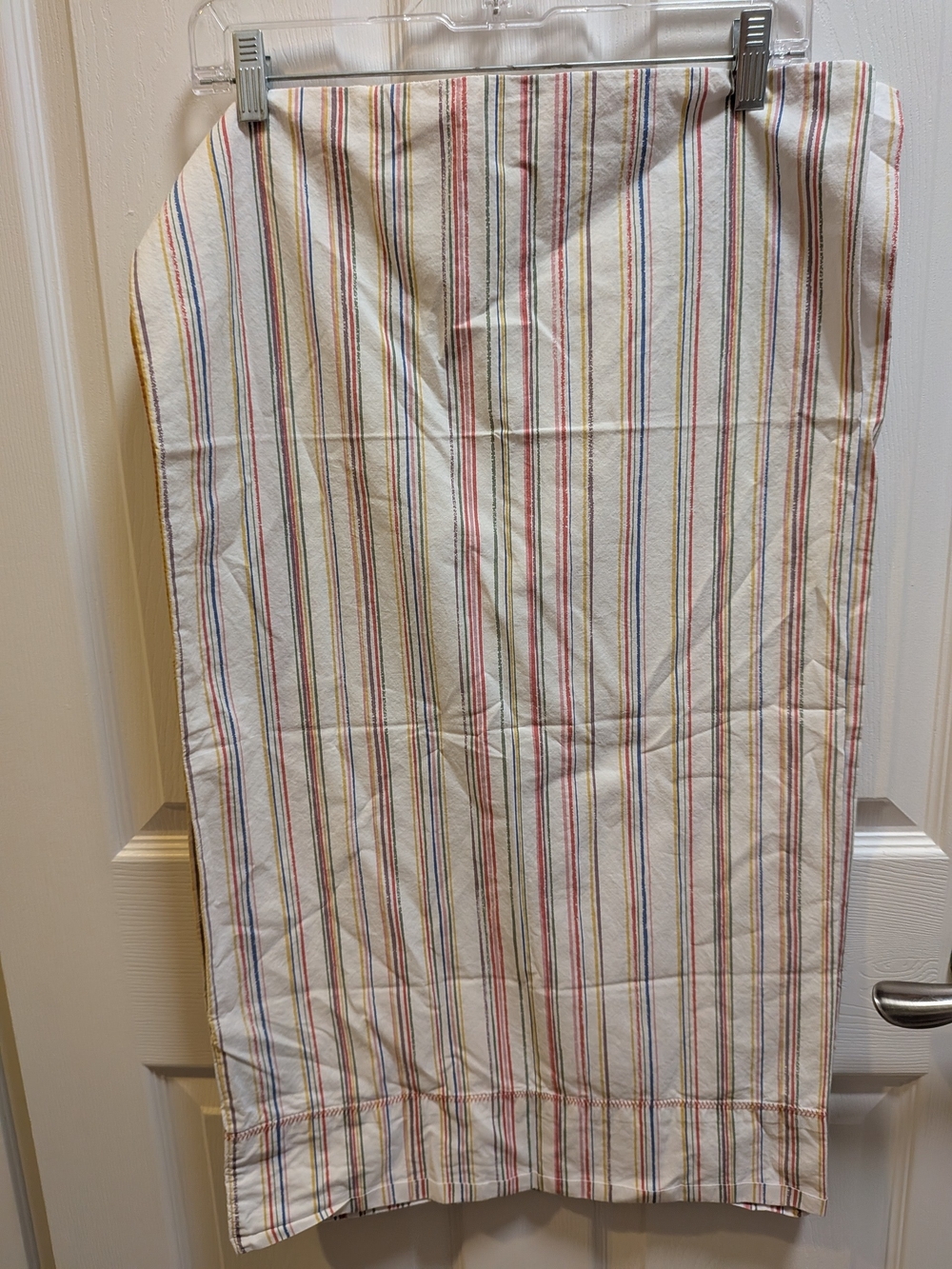 Ralph Lauren Cream Cotton Set Of 2 Pillowcases with Multicolor Pinstripes